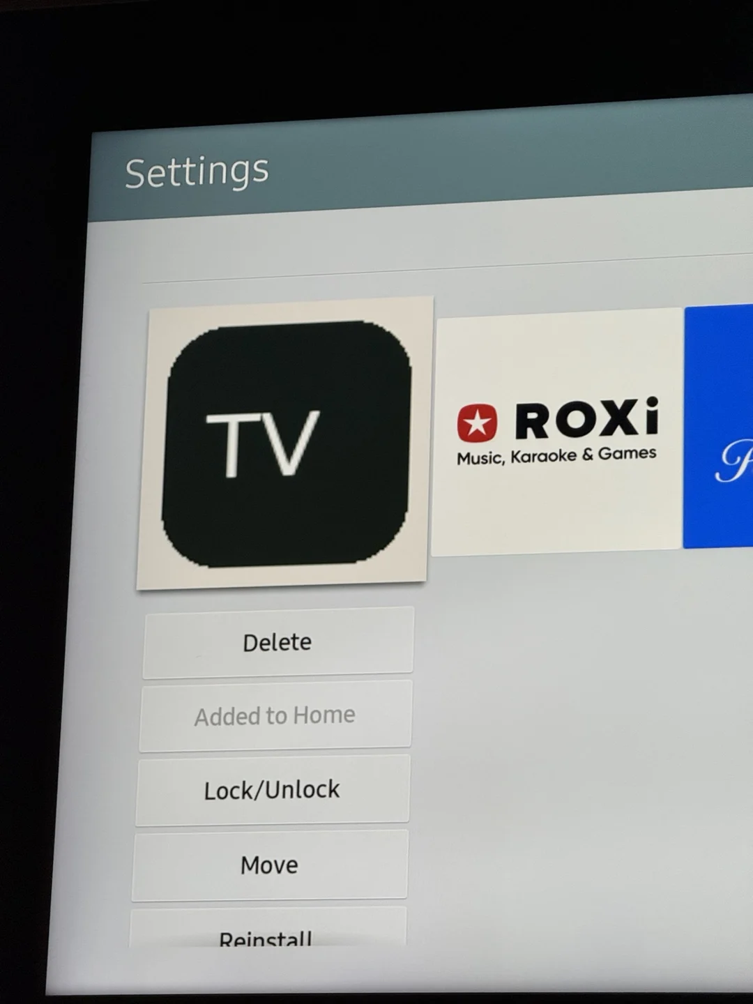 Original low-resolution TV placeholder icon in Samsung’s Apps menu